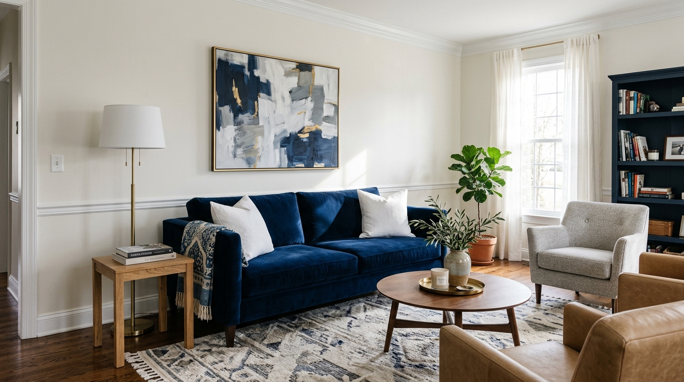 What Are The Cabinet Paint Colors? 4 Navy blue adds elegance and contrast
