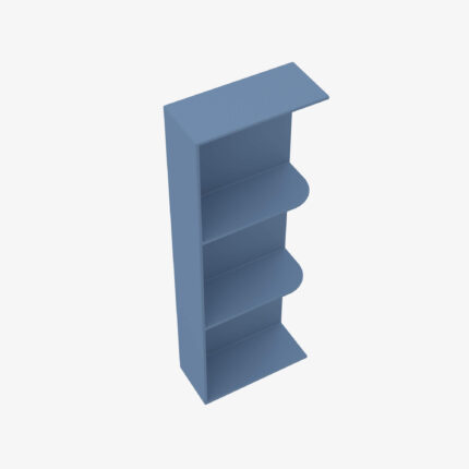 Wall End Shelf with Open Shelves Xterra Blue Shaker Cabinet