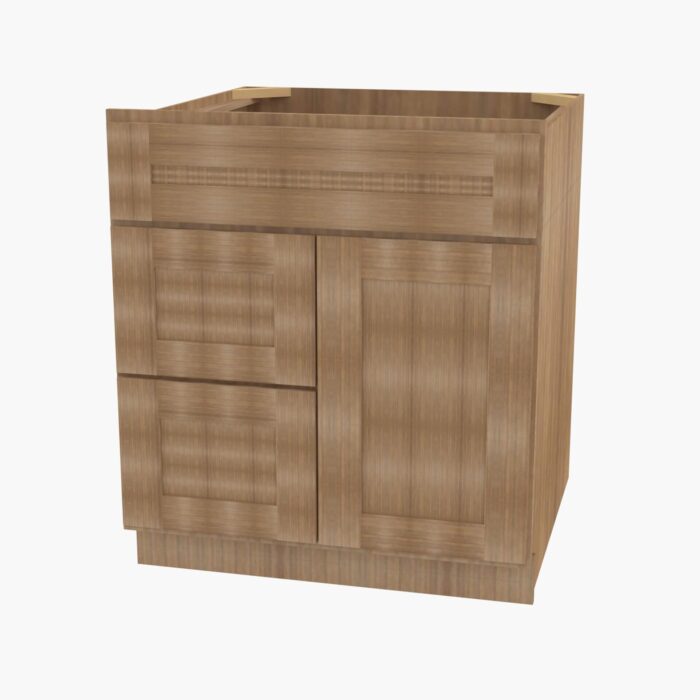Combo Vanity with Right Drawer   Woodland Brown Shaker Cabinet