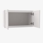 Wall Glass Door with No Mullion and with Clear Glass   Ice White Shaker Cabinet