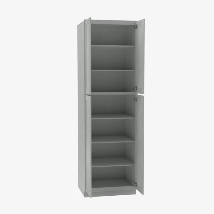 Forevermark AN WP2484B Four Door 24 Inch Tall Wall Pantry Cabinet with Butt Doors Nova Light Grey Shaker Grey 24 Inch Cabinet 3