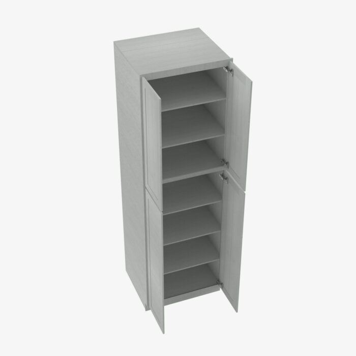 Forevermark AN WP2484B Four Door 24 Inch Tall Wall Pantry Cabinet with Butt Doors Nova Light Grey Shaker Grey 24 Inch Cabinet 4