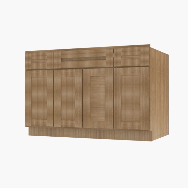 Forevermark AR S4821B12D 34 12 Double Door 48 Inch Sink Base Combo Vanity with Drawers Woodland Brown Shaker Brown 48 Inch Cabinet 2