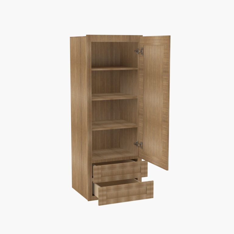 Forevermark AR W2D1860 Single Door Cabinets 18 Inch Wall Cabinet With 2 Built In Drawers Woodland Brown Shaker Brown 18 Inch Cabinet 2
