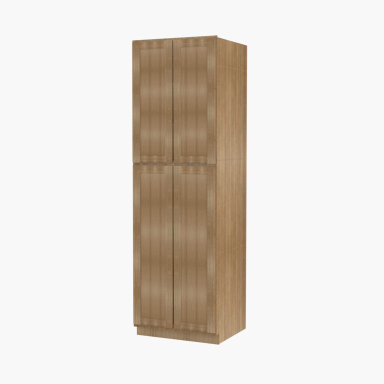 Forevermark AR WP2490B Four Door 24 Inch Tall Wall Pantry Cabinet with Butt Doors Woodland Brown Shaker Brown 24 Inch Cabinet 2