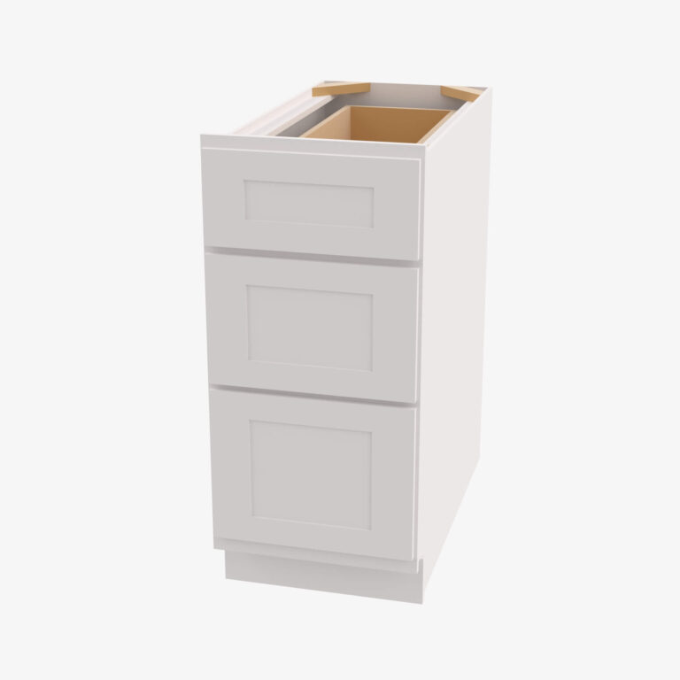 Forevermark AW DB12 3 12 Inch 3 Drawer Pack Base Cabinet Ice White Shaker White 12 Inch Cabinet 2