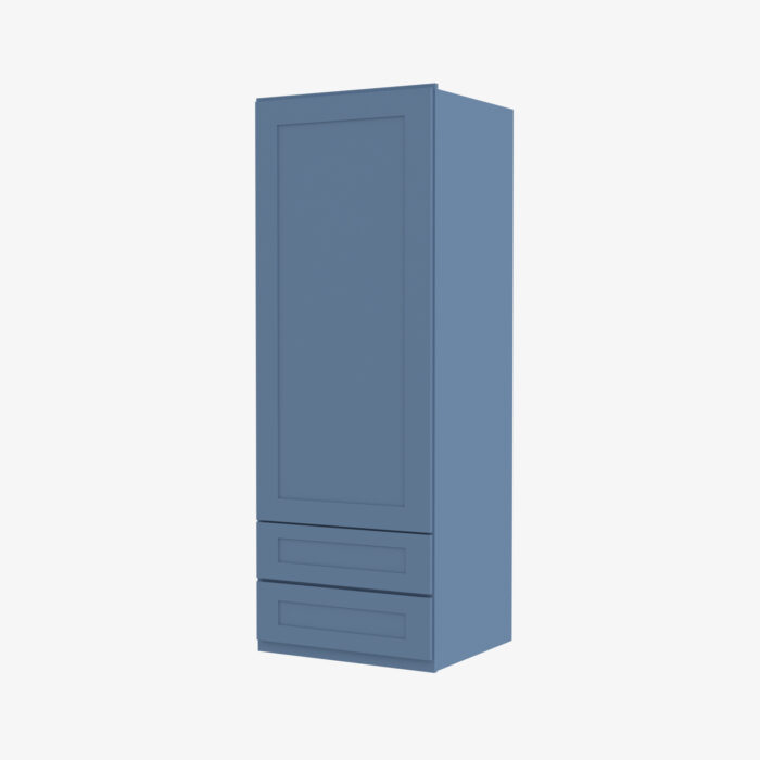 Forevermark AX W2D1848 Single Door Cabinets 18 Inch Wall Cabinet With 2 Built In Drawers XTerra Blue Shaker Blue 18 Inch Cabinet 4