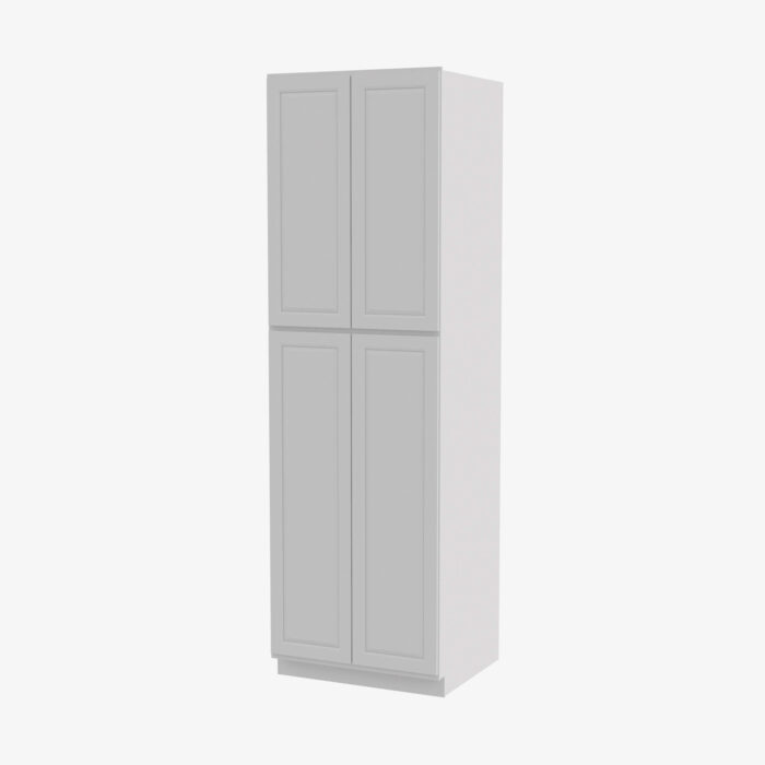 Forevermark GW WP2490B Four Door 24 Inch Tall Wall Pantry Cabinet with Butt Doors Gramercy White White 24 Inch Cabinet