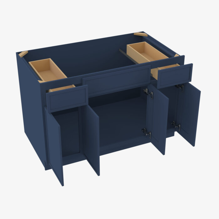 Forevermark PD S4821B12D 34 12 Double Door 48 Inch Sink Base Combo Vanity with Drawers Petit Blue Blue 48 Inch Cabinet 4