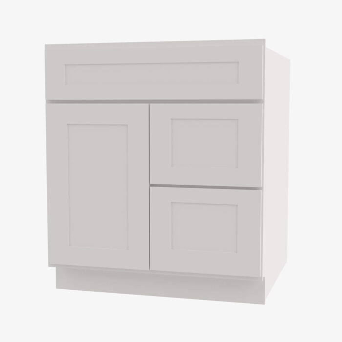aw s3021dr 34 1 2 single door 30 inch combo vanity with right drawer ice white shaker