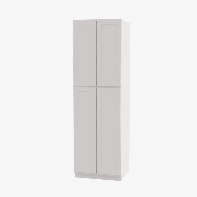 aw wp2496b four door 24 inch tall wall pantry cabinet with butt doors ice white shaker 1