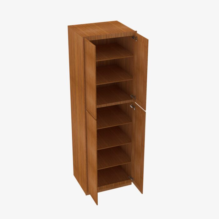 Forevermark PR WP2496B Four Door 24 Inch Tall Wall Pantry Cabinet with Butt Doors Petit Brown Brown 24 Inch Cabinet 2