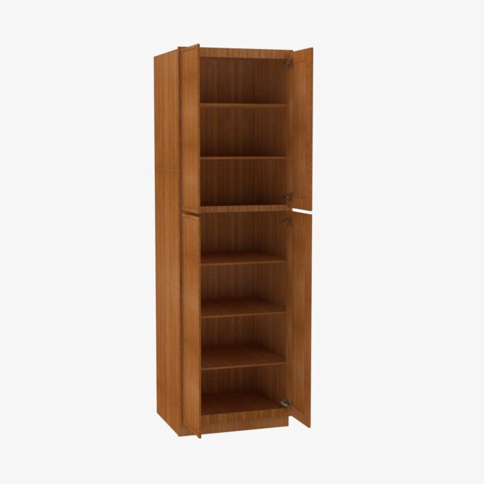 Forevermark PR WP2496B Four Door 24 Inch Tall Wall Pantry Cabinet with Butt Doors Petit Brown Brown 24 Inch Cabinet 3