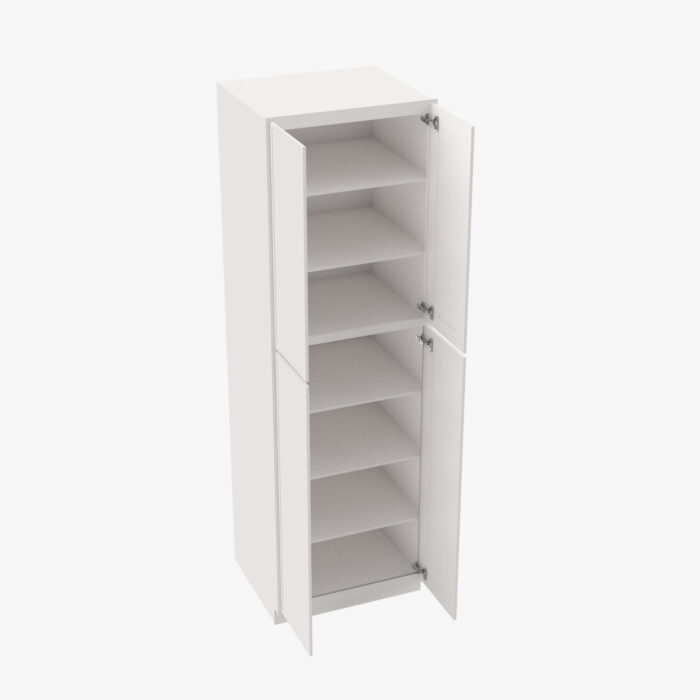 Forevermark PW WP2496B Four Door 24 Inch Tall Wall Pantry Cabinet with Butt Doors Petit White White 24 Inch Cabinet