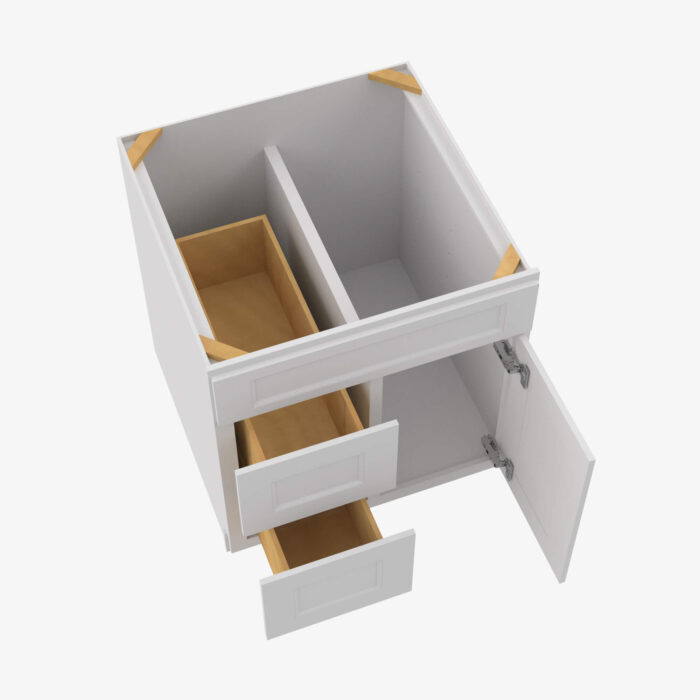 Forevermark TW S3621BDL 34 12 Double Door 36 Inch Sink Base Combo Vanity with Left Drawer Uptown White White 36 Inch Cabinet 4