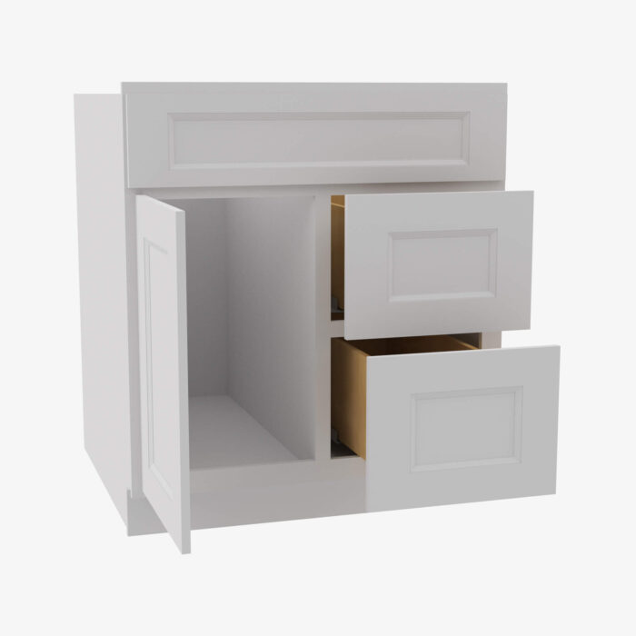 Forevermark TW S3621BDR 34 12 Double Door 36 Inch Sink Base Combo Vanity with Right Drawer Uptown White White 36 Inch Cabinet 3