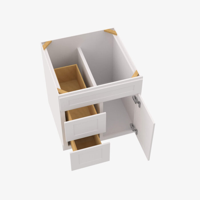 Forevermark AW S3021DL 34 12 Single Door Cabinets 30 Inch Combo Vanity with Left Drawer Ice White Shaker White 30 Inch Cabinet 4