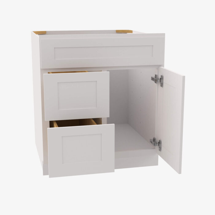 Forevermark AW S3621BDL 34 12 Double Door 36 Inch Sink Base Combo Vanity with Left Drawer Ice White Shaker White 36 Inch Cabinet 3