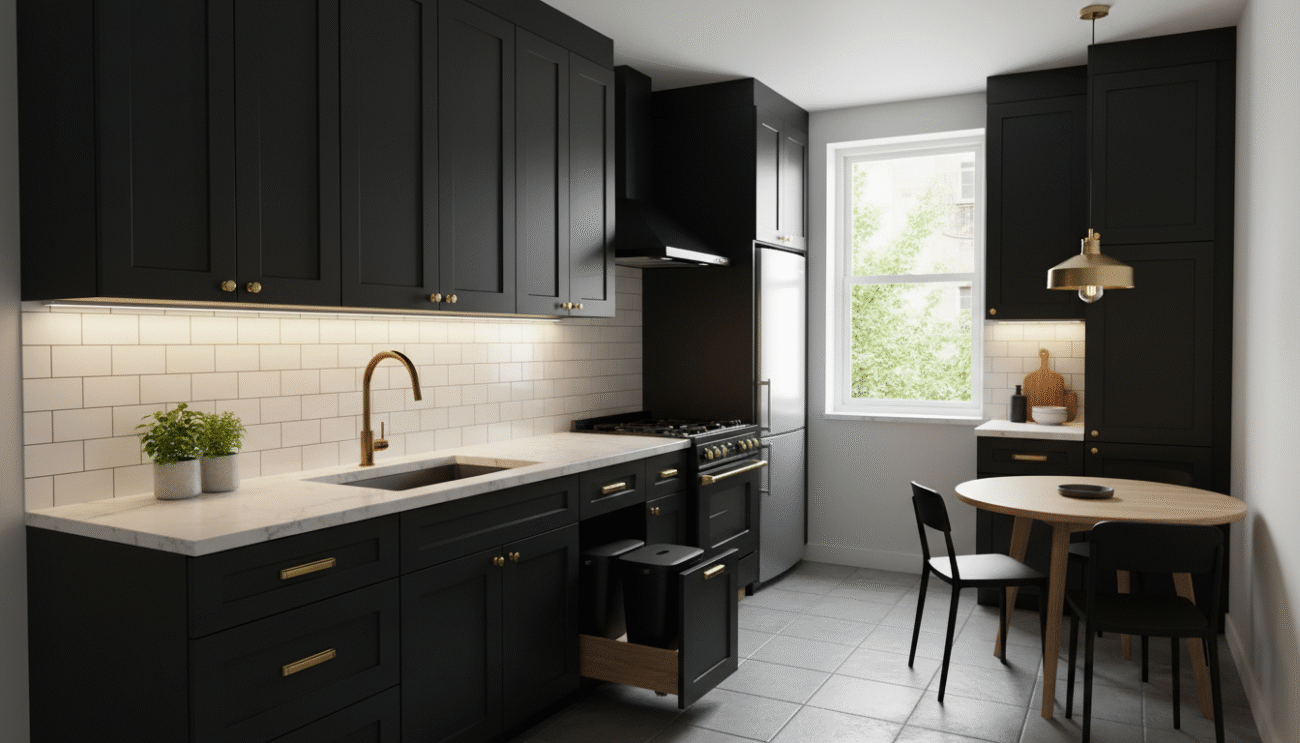 Small Kitchen, Big Impact Using Black Cabinets to Elevate Compact Spaces