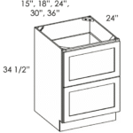 AA-2DB15 15 Inch 2 Drawer Pack Base Cabinet | Blaze Black Shaker
