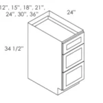 CZ-DB15 3 15 Inch 3 Drawer Pack Base Cabinet | Cullian Champagne