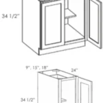 AE-FB09 Full Height Single Door Cabinets 9 Inch Base Cabinet | Estate Brown Shaker