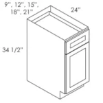 AE-B12 Single Door Cabinets 12 Inch Base Cabinet | Estate Brown Shaker