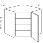 CZ-WDC274215 Single Door Cabinets 27 Inch Wall Diagonal Corner Cabinet | Cullian Champagne